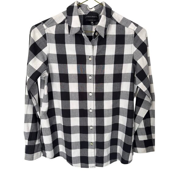Fox Croft by Nordstrom, B& W buffalo checkered pattern button down shirt - Picture 1 of 7